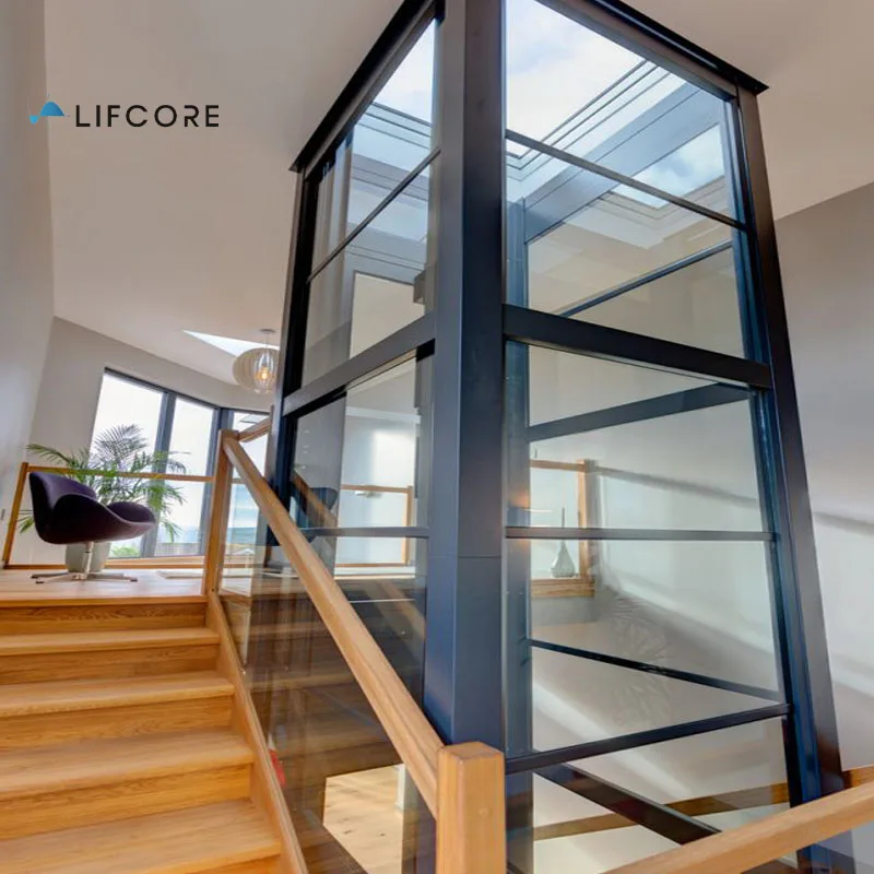 2-3 Stops 350kg Full Glass Residential Lifts Elevators With Beautiful Cabin
