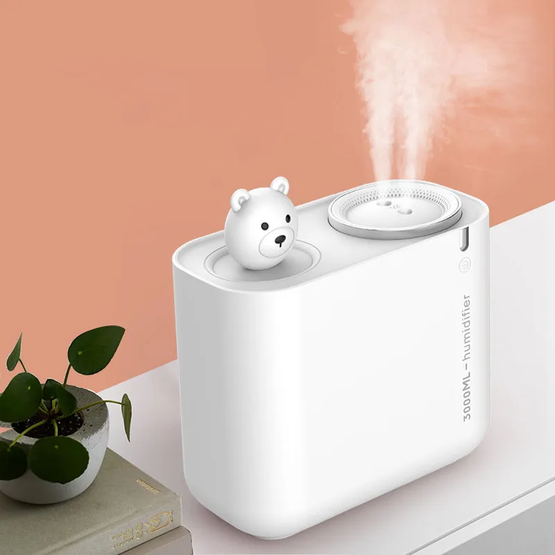 3L 3 Liter 3000 ML Air Humidifier LED Mini Mute Strong Double Cool Mist Diffuser Ultrasonic Humidifiers for Room Home