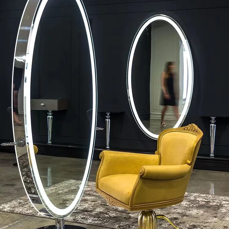 Lowest price Large Gold Styling Barber Salon Furniture Wall Mounted Led Hairdressing Makeup Beauty Salon Mirror