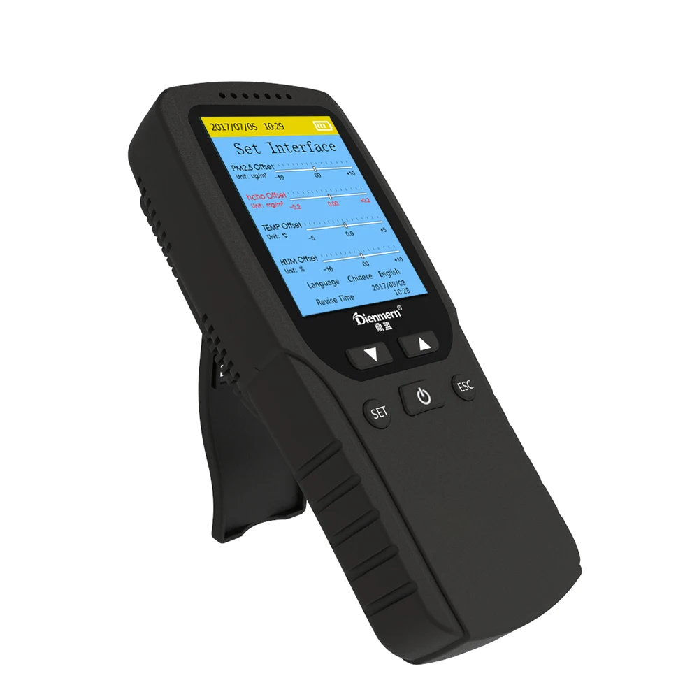 
portable Handheld Multi-function Air Quality Monitor Device PM2.5 HCHO TVOC AQI Air Quality Monitoring System 