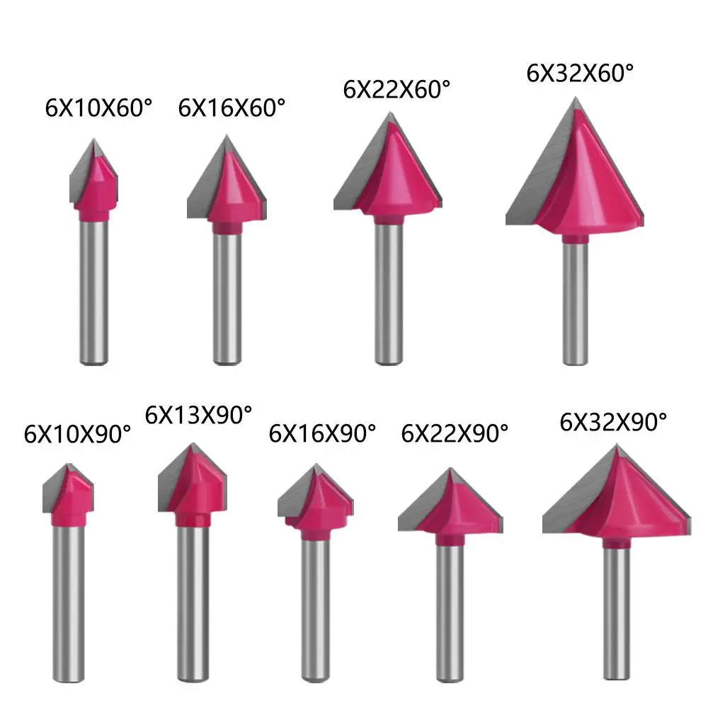 V-shaped Router Bits 6mm Shank Woodworking Milling Cutter Trimming CNC Machine for woodworking Tools 90 Degree