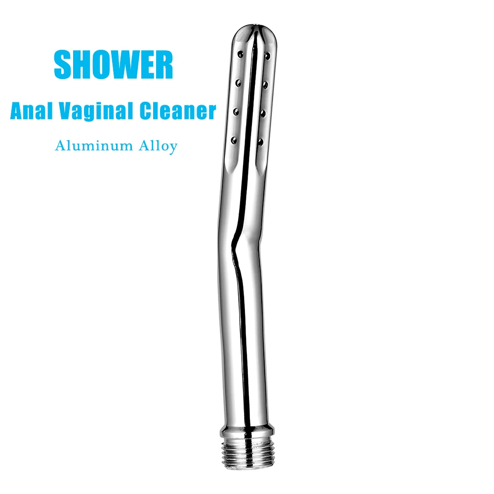 Aluminum Alloy Bend Pipe Anal Vaginal Cleaner Porous Water Spray Shower Sex Toys Buttock Plug Type for Women and Men