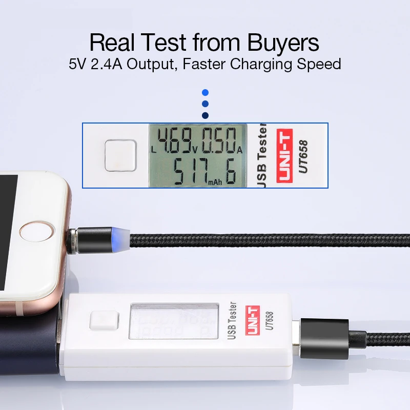 
Good Quality New Products Nylon Braided 3ft Custom Logo Fast Charging LED Magnetic USB 3in1 Cable Phone Charger Cords for iPhone 