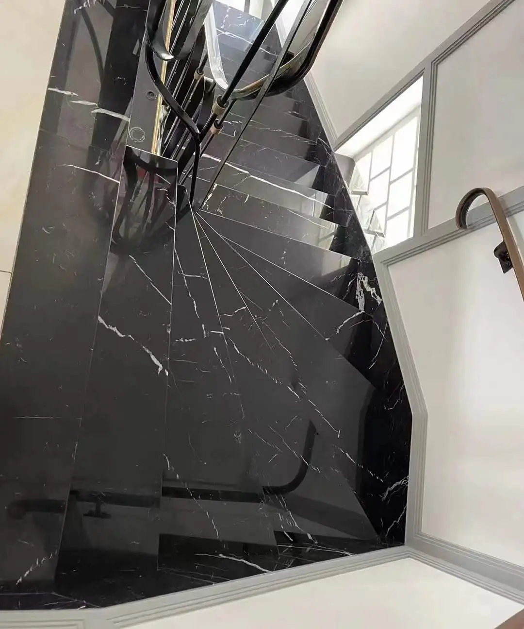 decorative Black Marquina marble stone trim molding lines skirting stones