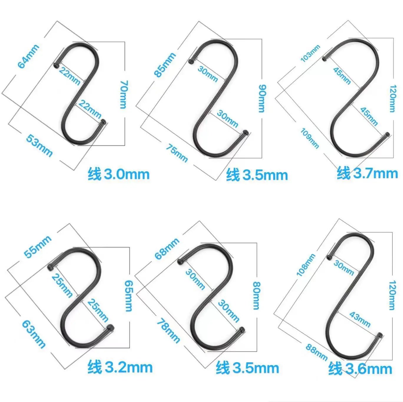 Heavy Duty Zinc Hanging Hooks Custom Large S Hooks Factory Stainless Steel for Hammock and Clothing Use