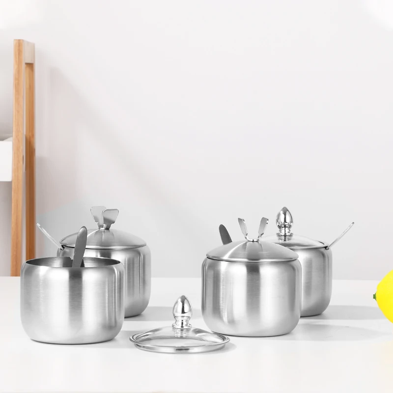 
kitchen herb and spice containers sugar bowl metal stainless steel spices container set with spoon 