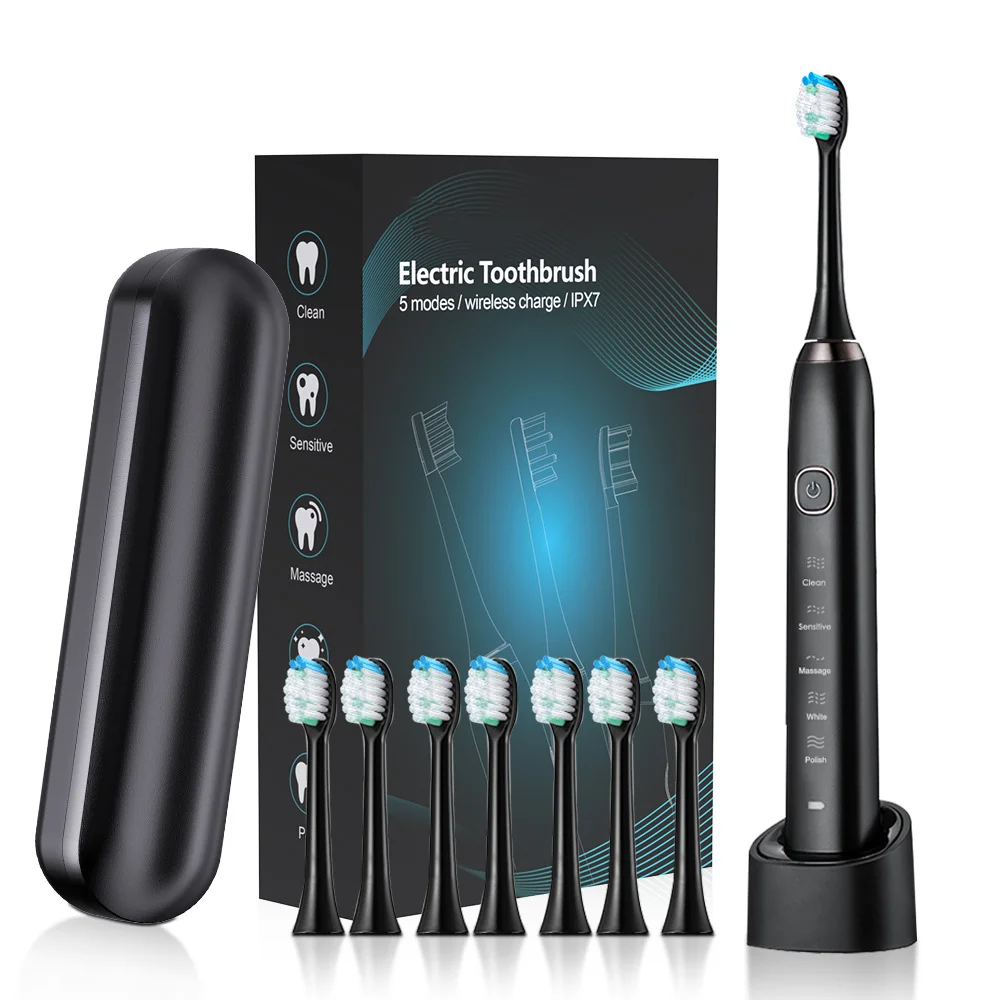 Automatic sonic electric toothbrush 5 speed 8 brush head portable case magnetic levitation electric toothbrush for adults