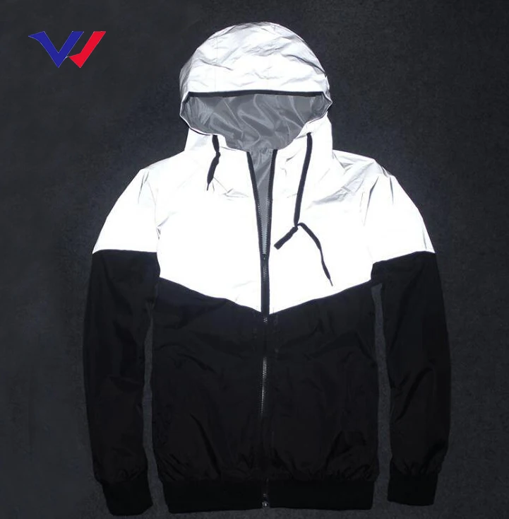 Vintage Outdoor Workout 100% Polyester Zip Up Men Reflective Windbreaker Jackets For Men