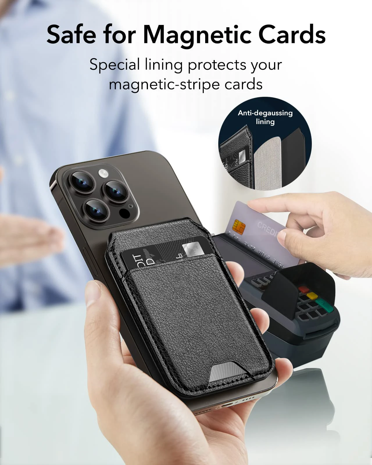 Magsafe Wallet for iPhone Magnetic Wallet for iPhone 15 Pro/15 Pro Max/15 Plus/15/14/13/12 Series Smart Magsafe Wallet Stand