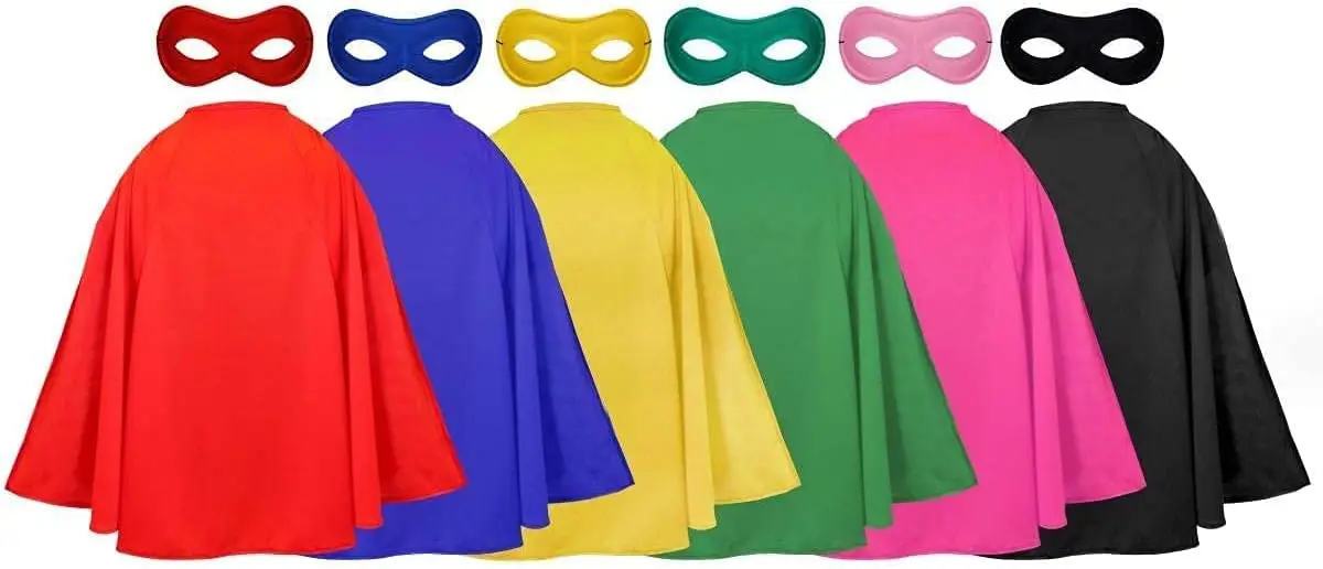 Adults Super Hero Accessory Costume with Red Cape and Matching Eye Mask for Super Hero Villain Fancy Dress Costume Accessory