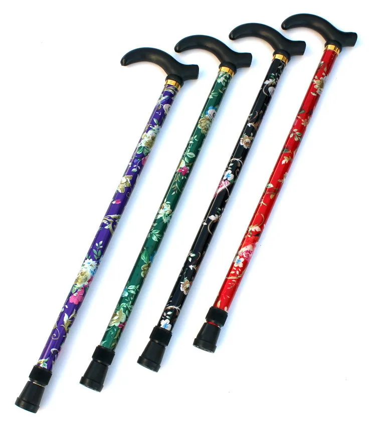 Portable aluminum alloy printed crutches two sections of telescopic cane self-defense for the elderly trekking pole