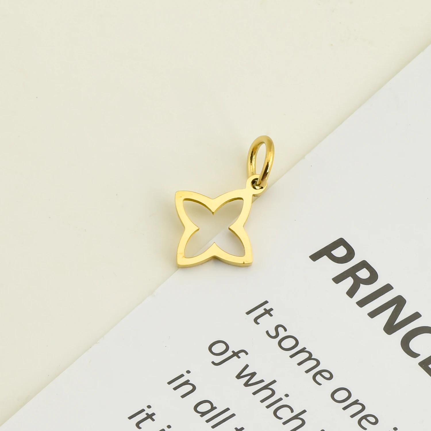 Four-leaf clover hollow pendant 14K gold plated Diy handmade necklace bracelet stainless steel jewelry accessories