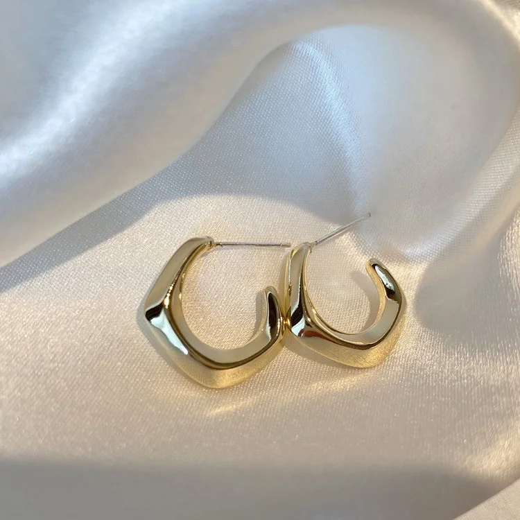 Hot Selling New Trend Hoop 18k Gold Plated Charm Round Earrings S925 Silver Needle Minimalist Earrings Jewelry