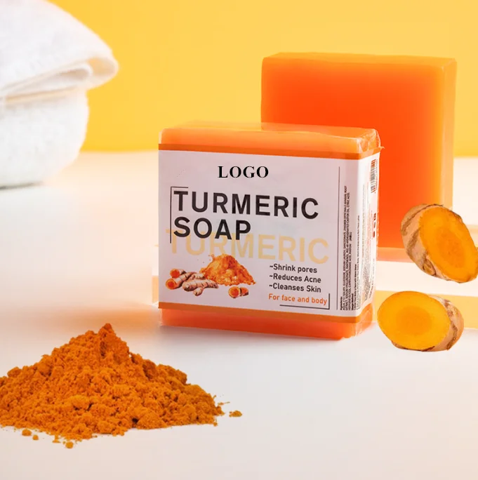 Wholesale Private Label Natural Tumeric Skin Whitening Anti Acne Skin Care Face Body Turmeric Bar Soap