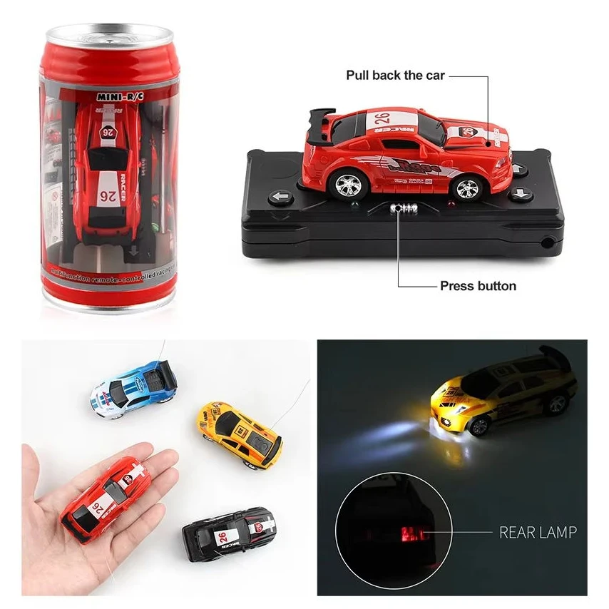 Coke Can Mini RC Toy Car Radio Remote Control Racing Car Radio Control Toys car 6 colors with 4 palisades