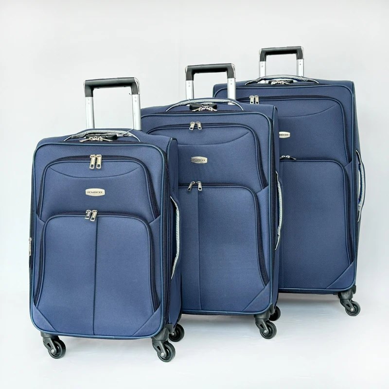 quality fabric soft side EVA 3 size set 4 spinner wheeled travel luggage bag suitcase