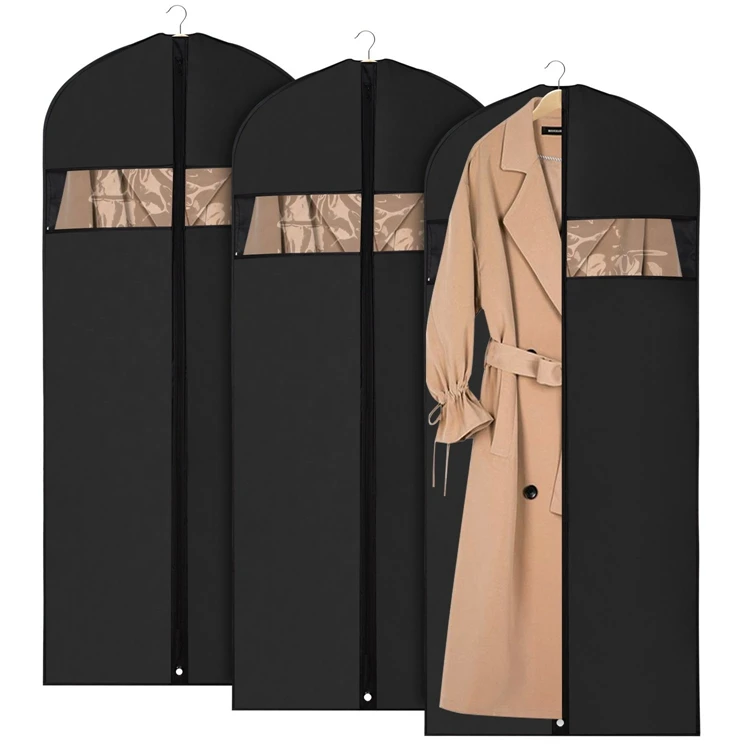 Factory hot sales custom eco-friendly polyester foldable black, suit garment bags with custom logo printing/