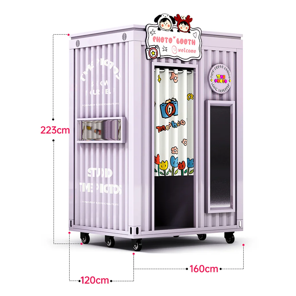Umei Coin-Operated 360 Mirror Photo Booth Machine Instant Print Vending Kiosk