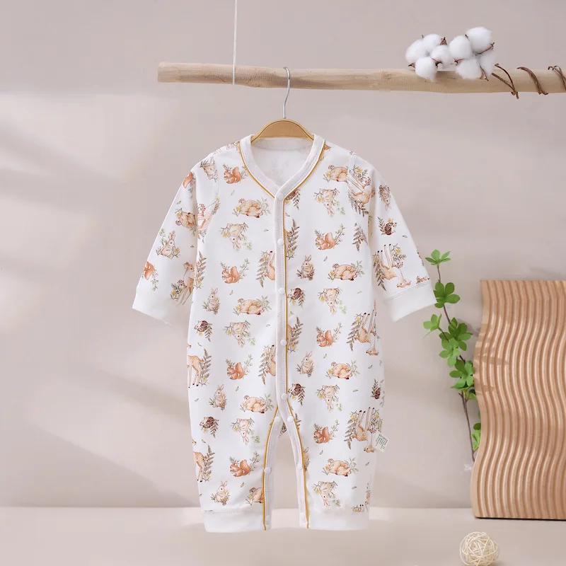 Autumn winter and spring baby clothes boneless pure cotton Class Aa newborn jumpsuit male and female baby crawling clothes