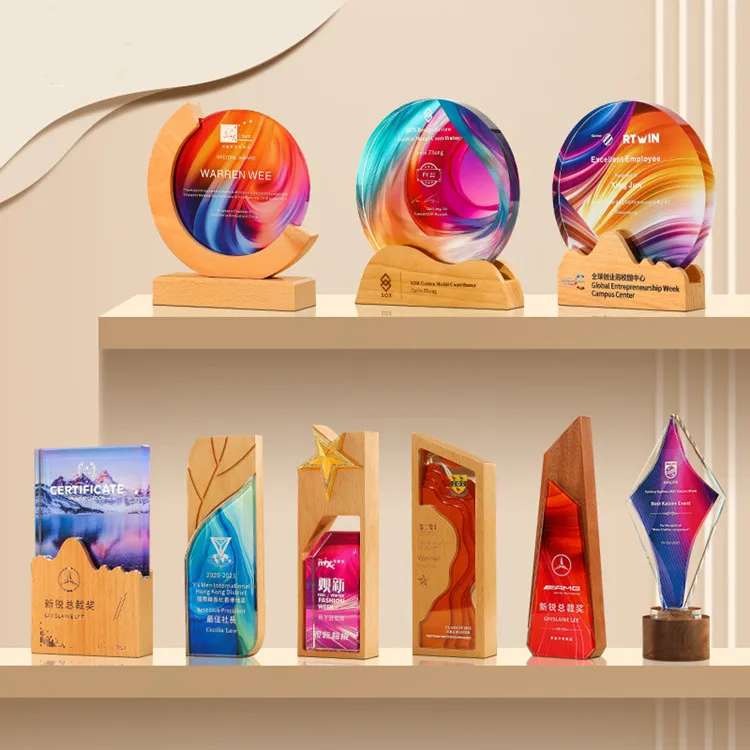 Оптовая продажа хрустальный стеклянный налет с деревянной основой индивидуальный гравировальный