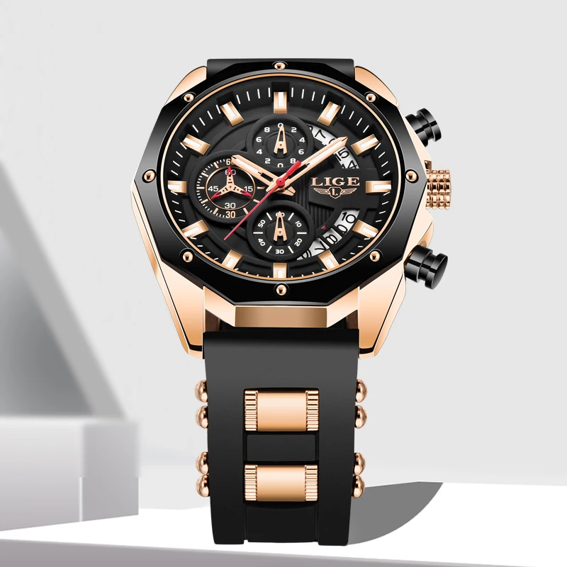 LIGE 2023 модные мужские часы с силиконовым ремешком кварцевые наручные для женщин мужская повседневная спортивная обувь водонепроницаемые подсветкой мужчин хронографом +