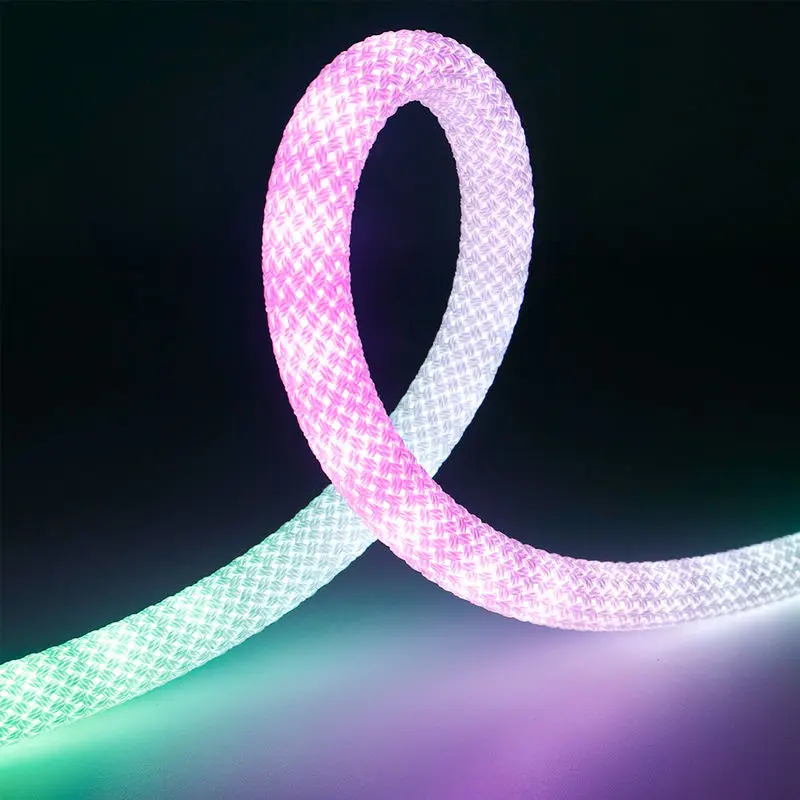 Round Reticulate Pattern Neon LED Strip IP67 WS2811 DC5V  360 Degree Smart RGBIC Fabric Flexible Silicone Light Tape