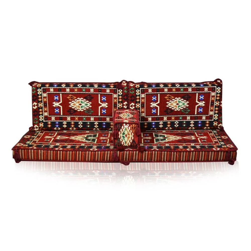Nomad Belkiz Oriental Corner Seating Floor Cushion Set Red with 22 Density Foam Fillings