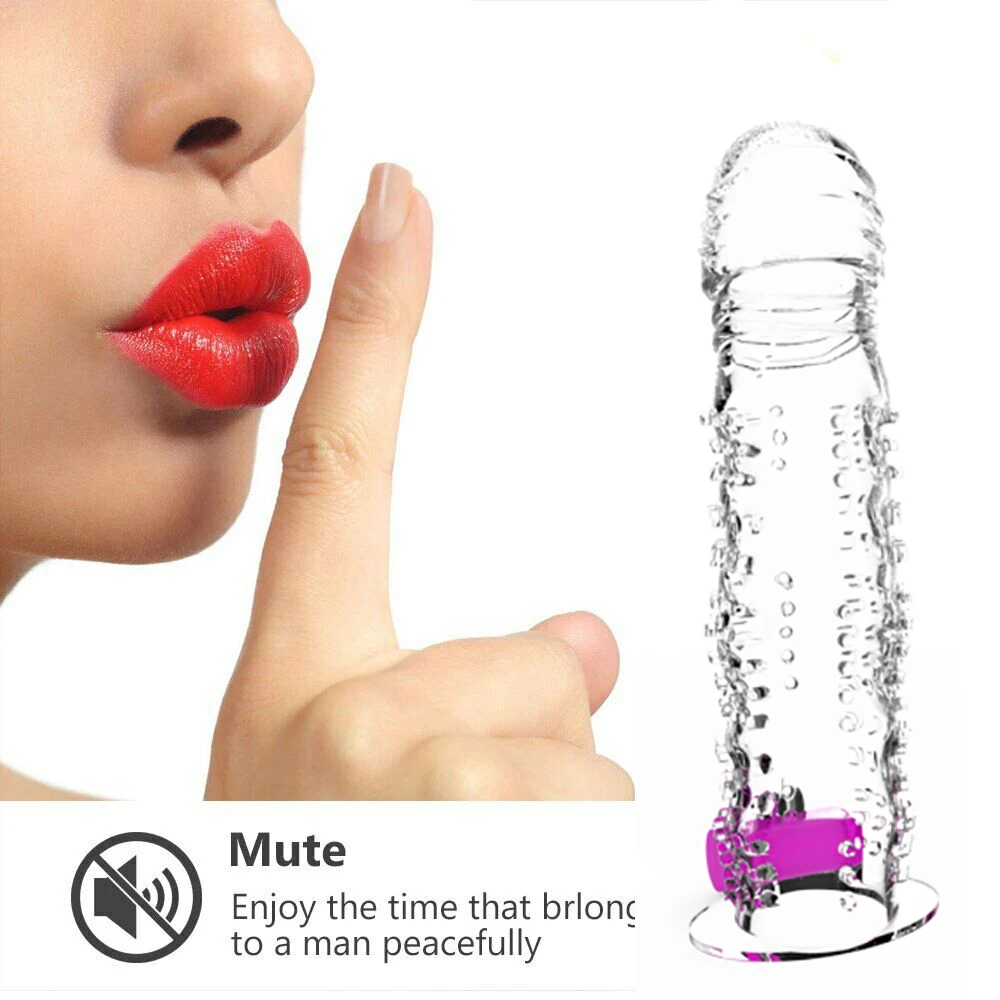 
Clear Vibrating Penis Sleeve Extender Reusable Extension 