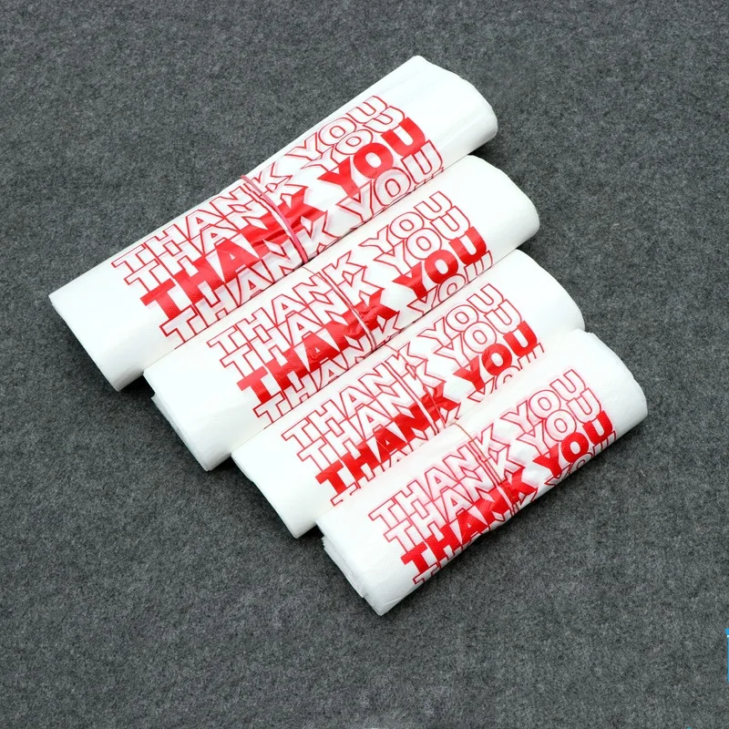 Custom Printed Thank You Supermarket Packaging Bags LDPE HDPE Carrier Vest Bags Reusable 100% Biodegradable Plastic Bags