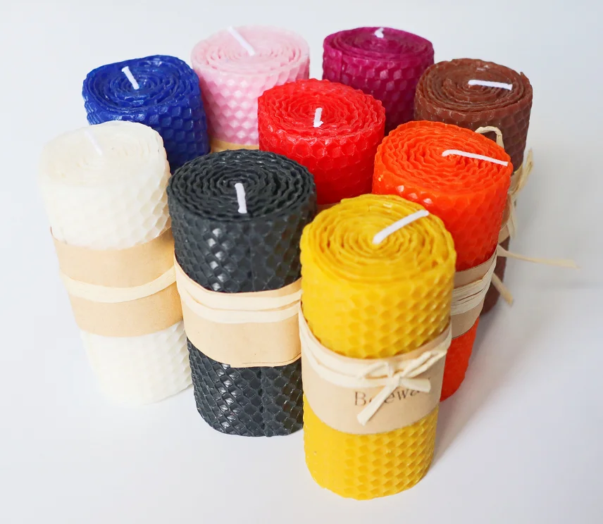 Hand-Rolled Smokeless Pillar Candle Bees wax Candle For Gift And Home Decor