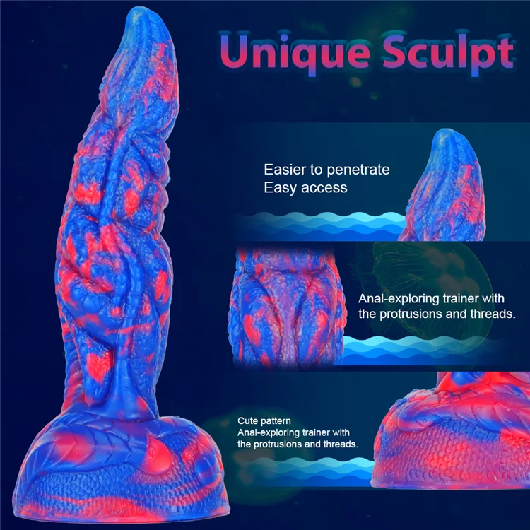 Alien Monster Dildo Double Stimulation Anal Mixed Color Liquid Silicone Dildo For Man Woman Couples