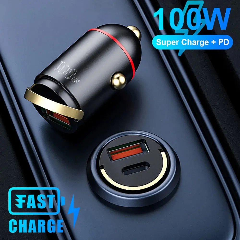 PSDA 100W QC3.0 Type C Car Charger 65W Super FlashCharge USB Car Adapter Quick Charge for Honor Vivo Oppo Huawei
