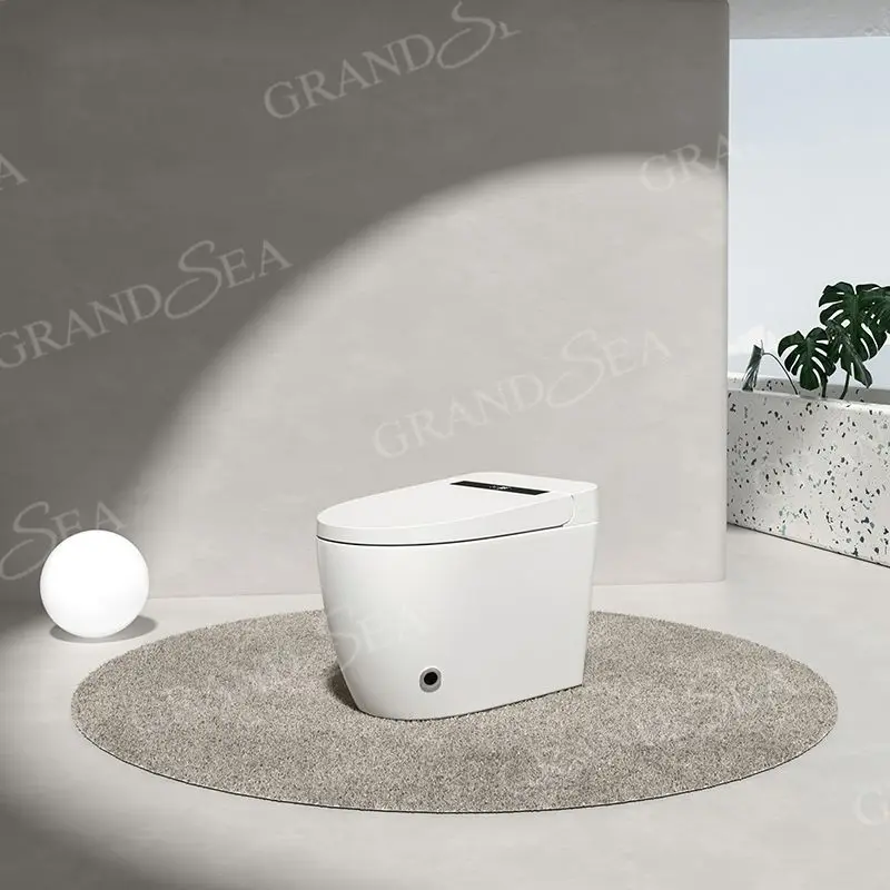 Luxury Floor-Standing Automatic Tankless Smart Bidet Flush Toilet with Smart Care Wash Nozzle with Remote Control