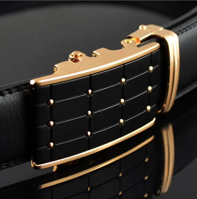 Fashion Automatic Buckle Business Cow Hide Real Leather Dress Belt for Men