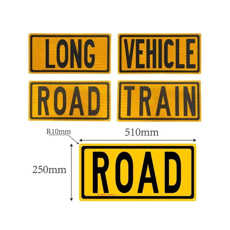 Reflective Australia Rear Marking Aluminum Plate Heavy Truck Signage Over Size Long Vehicle Road Train Reflective Signs