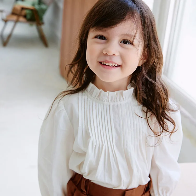 Ruffle Sleeve Summer Girls Blouses Tops Rib Cotton Lace Casual Children Kids Baby Girl Clothes Shirts Dress