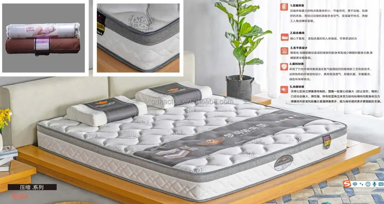 knitted fabric high quality multi layers memory foam pocket spring mattress compressed and rolled up in carton small cbmmattress
