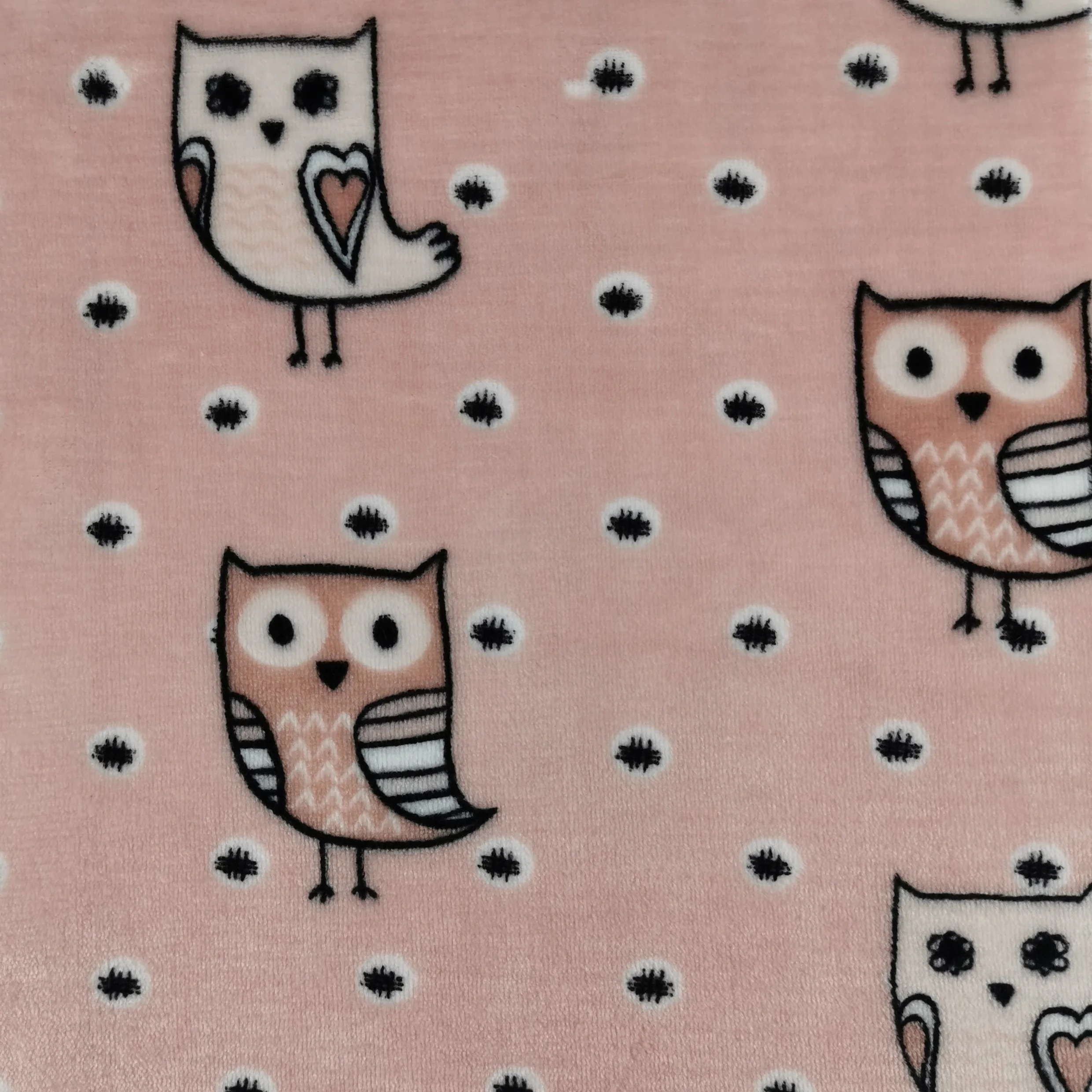 High Quality 100%polyester lovely owl printed flannel fleece garment clothing polyester knitted blanket fabric