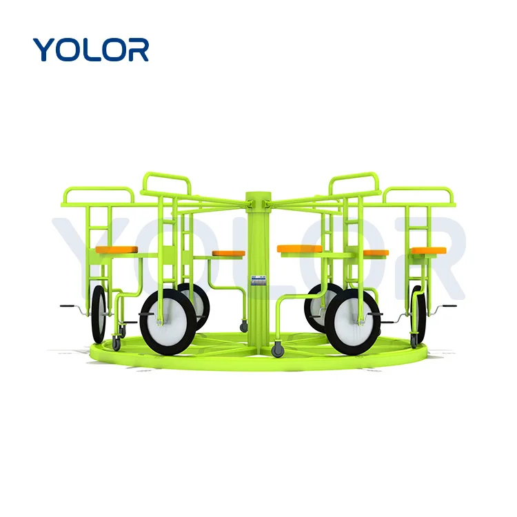 The Playground Is Equipped With High-Quality Multi-Person Bicycles For Kindergarten Children