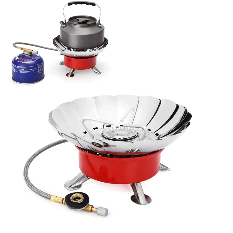 Outdoor Camping Stove Equipment Round Gas Cooker Portable Folding Hiking Picnic Mini Windproof Cooking