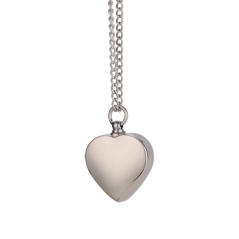 Unisex Heart-Shaped Cremation Urn Necklace with Sublimation Photos Memorial Ashes Keepsake Alloy Jewelry Link Chain Filling Tool