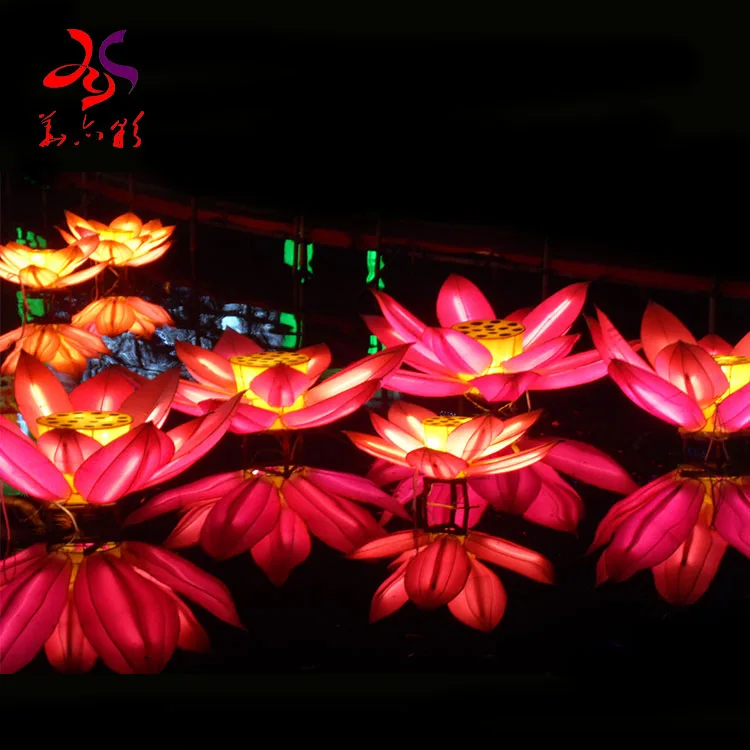 Huayicai 2023 Newest waterproof IP65 lighting Chinese festival  lotus flowers lanterns show for park decorations
