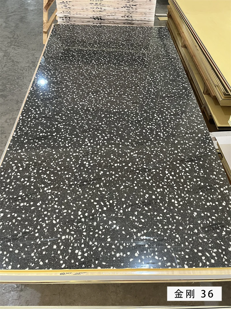 PET Marbled Bamboo charcoal fiber flat wall panel Wpc wood veneer wall panel PVC Foam Board