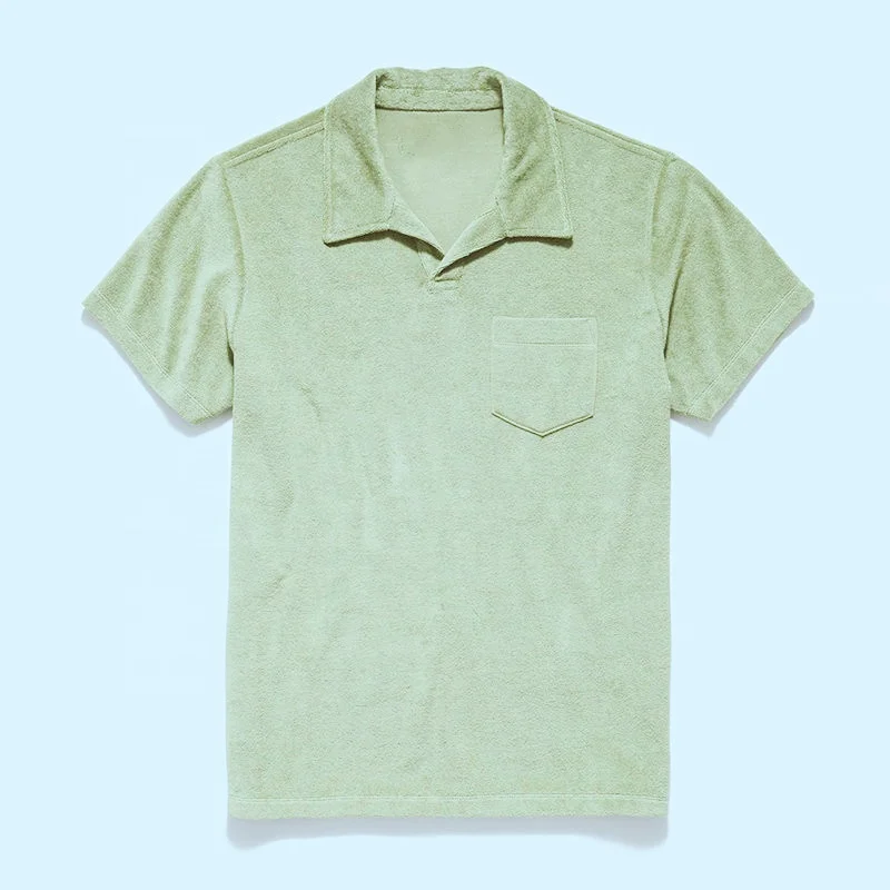 Customized Organic Cotton T Shirt Polo Shirt Terry Bullough Polo Towel T Shirt Men