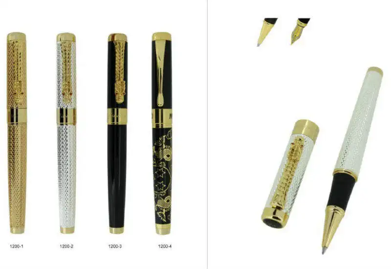 Ручка перьевая Jinhao Золотая с зажимом в виде головы дракона 1200