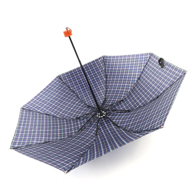 Cheap 3 Fold Checker Umbrellas For The Rain Promotional Custom Foldable Manual Rain Umbrella