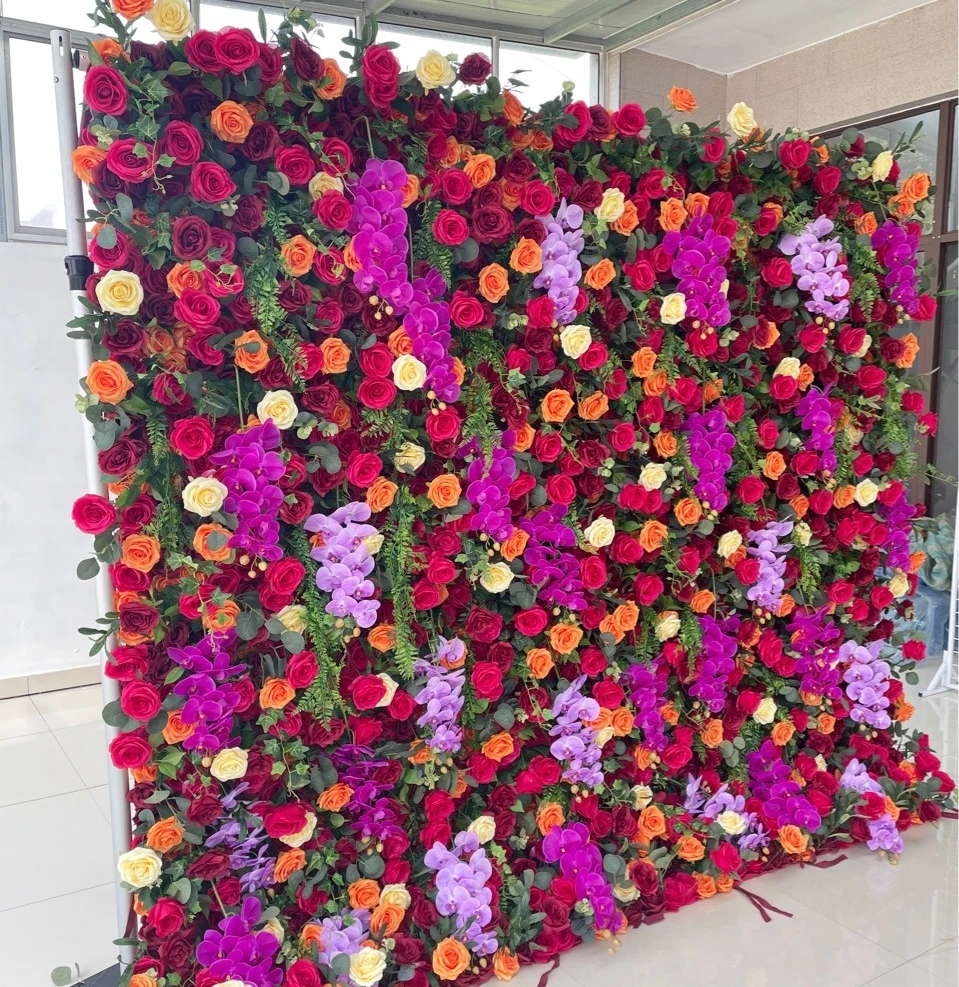 Event Planning Supplies Wedding Decoration Flowers Artificial Realistic Roses Flower Wall 8x8 Backdrop Decoration Parties