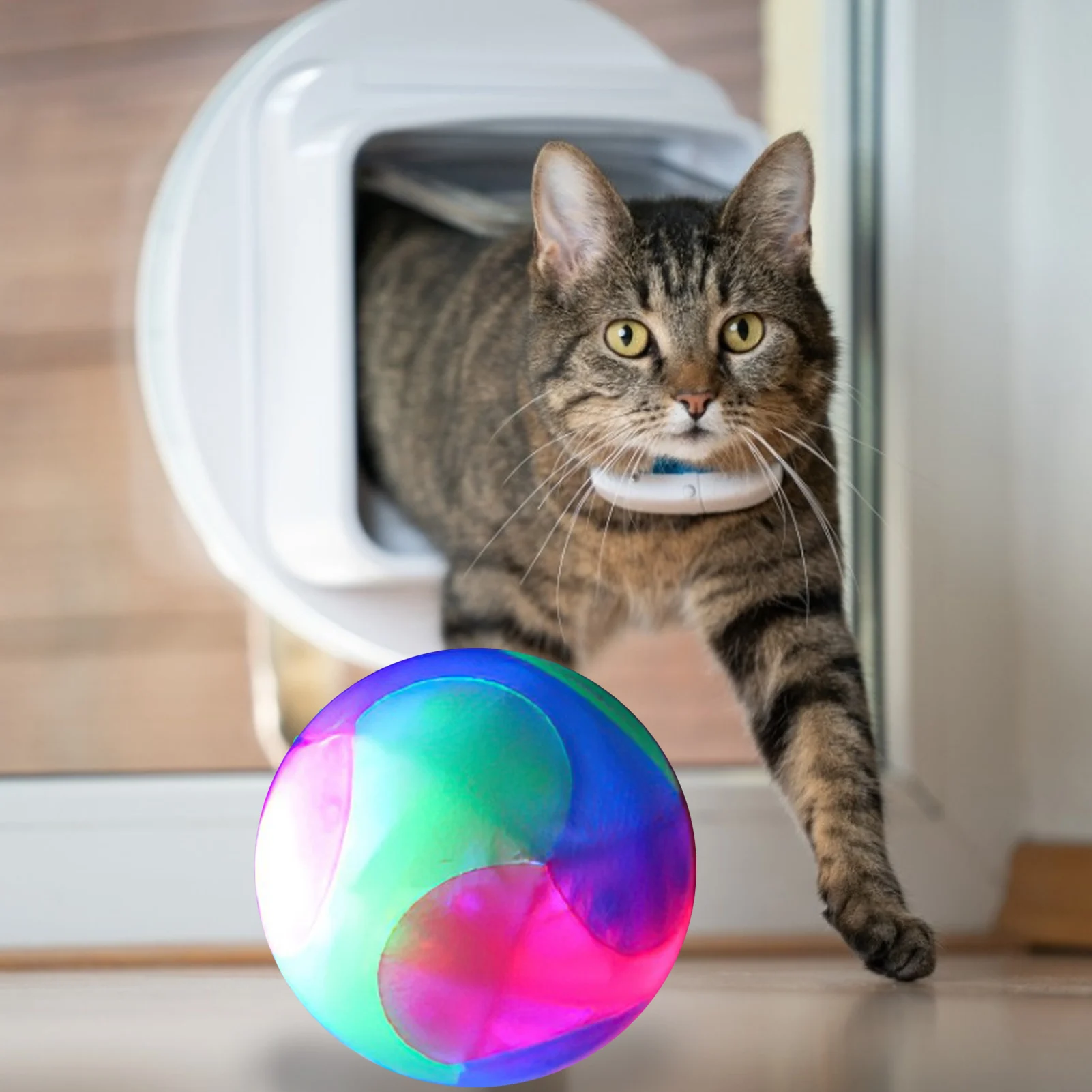 Led Flashing Elastic Toy Ball Molar Teeth Cleaning Bouncing Pet Ball Self Rotating Ball Smart Led Cat Toy