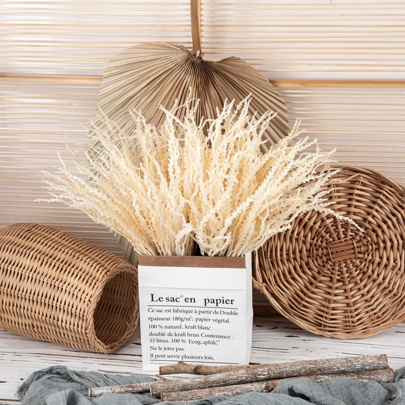 YC1085 Artificial Flower Plant Flocked Trident Leaf Grass Handles Hot Selling Decorative Flowers and Plants