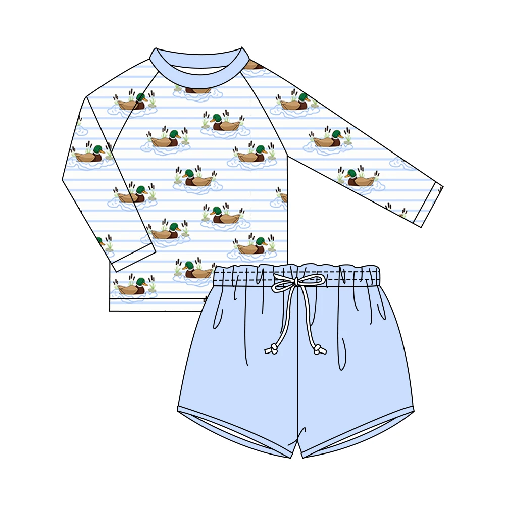 High Quality OEM Printing Children Bathing Suit Two Piece Swimsuit Baby Boy Swimwear Kids